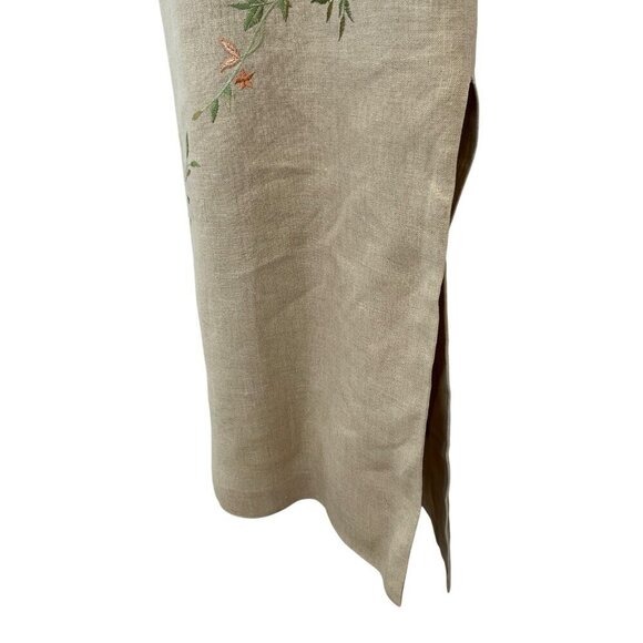 Talbots Maxi Linen Dress Floral Embroidery Cap Sleeve 10 Neutral Coastal Summer - Picture 8 of 16